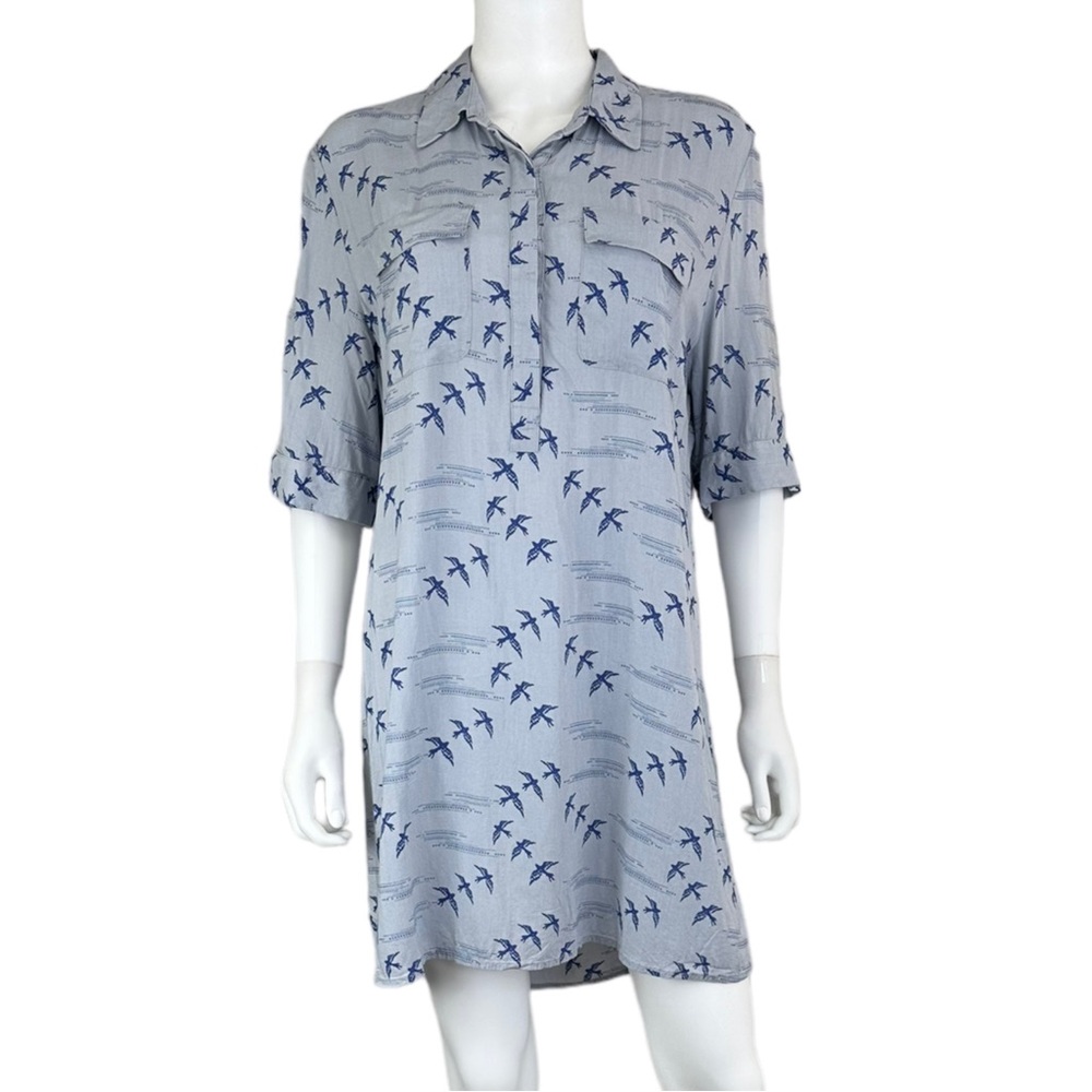 Anthropologie Blue Bird Print Dress